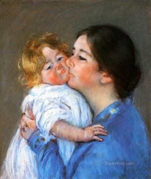 Un beso para la bebé Anne madres hijos Mary Cassatt Pinturas al óleo